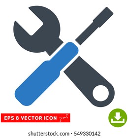 Tools EPS vector icon. Illustration style is flat iconic bicolor smooth blue symbol on white background.
