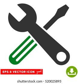 Tools EPS vector pictogram. Illustration style is flat iconic bicolor green and gray symbol on white background.