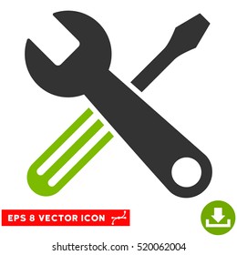 Tools EPS vector pictogram. Illustration style is flat iconic bicolor eco green and gray symbol on white background.