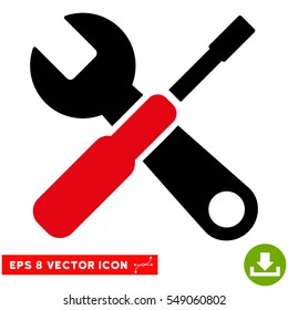 Tools EPS vector pictogram. Illustration style is flat iconic bicolor intensive red and black symbol on white background.