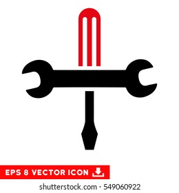 Tools EPS vector pictogram. Illustration style is flat iconic bicolor intensive red and black symbol on white background.