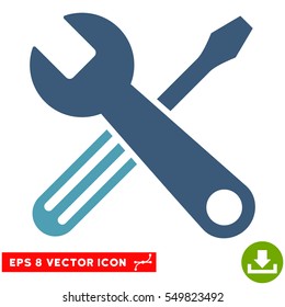Tools EPS vector pictogram. Illustration style is flat iconic bicolor cyan and blue symbol on white background.