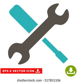 Tools EPS vector pictograph. Illustration style is flat iconic bicolor grey and cyan symbol on white background.