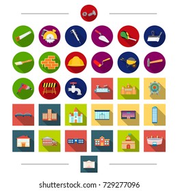 Tools, equipment, architecture and other web icon in cartoon style. Factory, house, residential, icons in set collection.