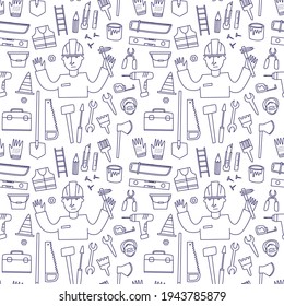 tools and equipment doodle vector pattern isolated