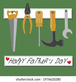 Tools equipment illustration for father's day greeting card