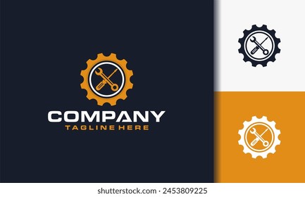 Tools and Equipment logo construction, mechanical badge logo vector illustration template