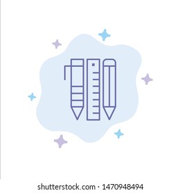 Tools, Essential Tools, Stationary, Items, Pen Blue Icon on Abstract Cloud Background. Vector Icon Template background