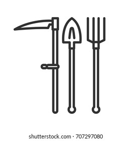 tools for the farmer. Spit, shovel and pitchfork.