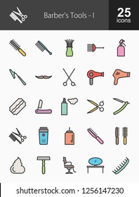 Barber’s Tools Filled Line Icons