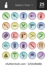 Barber’s Tools Filled Low Poly Icons