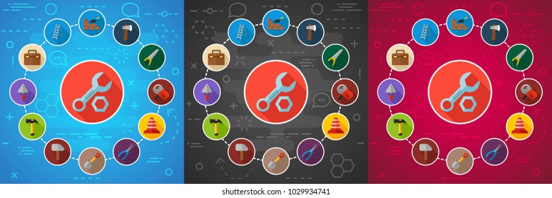 Tools flat icon concept. Vector illustration. Element template for design.