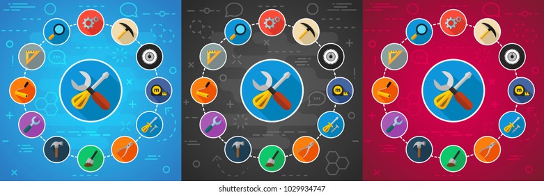 Tools flat icon concept. Vector illustration. Element template for design.