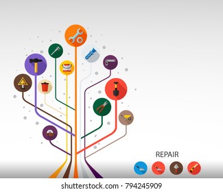 Tools flat icon concept. Vector illustration. Element template for design.