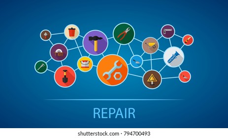 Tools flat icon concept. Vector illustration. Element template for design.