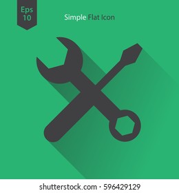Tools Flat Icon. Simple Sign Of Screwdriver And Wrench. Vector Illustrated Symbol