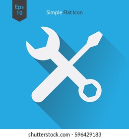 Tools Flat Icon. Simple Sign Of Screwdriver And Wrench. Vector Illustrated Symbol
