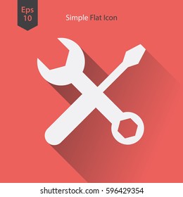 Tools Flat Icon. Simple Sign Of Screwdriver And Wrench. Vector Illustrated Symbol