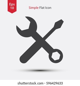 Tools Flat Icon. Simple Sign Of Screwdriver And Wrench. Vector Illustrated Symbol