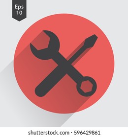 Tools Flat Icon. Simple Sign Of Screwdriver And Wrench. Vector Illustrated Symbol