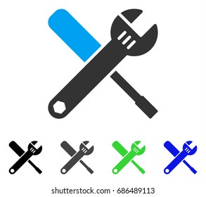 Tools flat vector icon. Colored tools gray, black, blue, green icon variants. Flat icon style for web design.