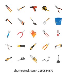 Tools Flat Vector Icon Set 