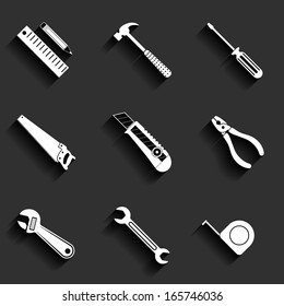 Tools flat vector icons set