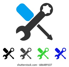 Tools flat vector pictograph. Colored tools gray, black, blue, green icon versions. Flat icon style for application design.