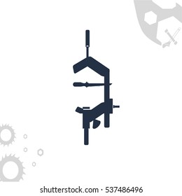tools in form of Russian letter on white background with tools