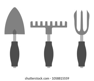 are tools for garden. small shovel, rake
