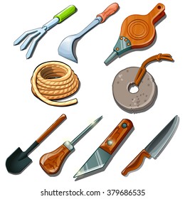 Tools of the gardener. The vector image.