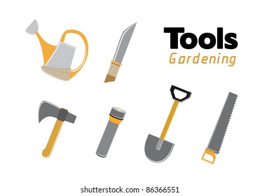 Tools gardening icons set