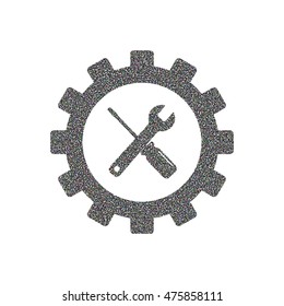 Tools and gear icon on white background