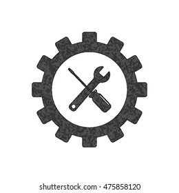 Tools and gear icon on white background