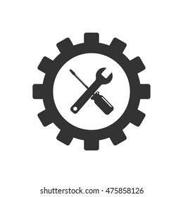 Tools and gear icon on white background