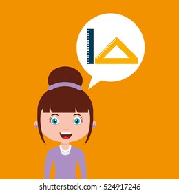 tools geometry education online design girl vector illustration eps 10