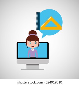 tools geometry education online design girl vector illustration eps 10