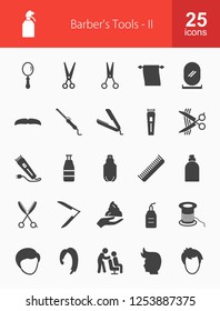 Barber’s Tools Glyph Icons