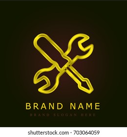Tools golden metallic logo