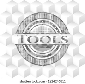 Tools grey emblem with cube white background