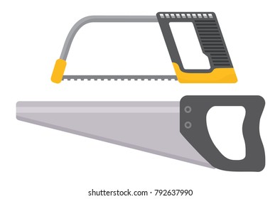 Tools. Hacksaw isolated on white background. Flat vector