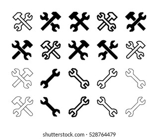 Tools Hammer and Screwdriver icon pack. Vector