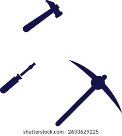 Tools Hammer Screwdriver and Pickaxe illustration