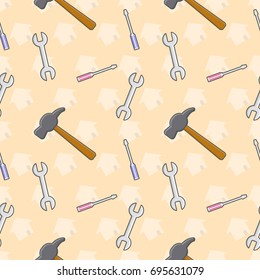 tools hammer screwdriver wrench seamless pattern