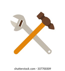 Tools. Hammer and wrench.