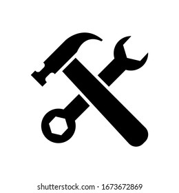 Tools, hammer and wrench icon vector