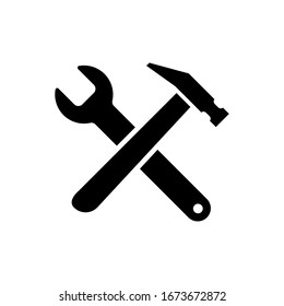 Tools, hammer and wrench icon vector