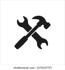 Tools Hammer and a wrench icon in vector. Logotype