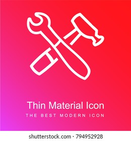 Tools hand drawn outlines of configuration interface symbol red and pink gradient material white icon minimal design