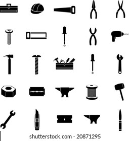 tools and hardware icon set